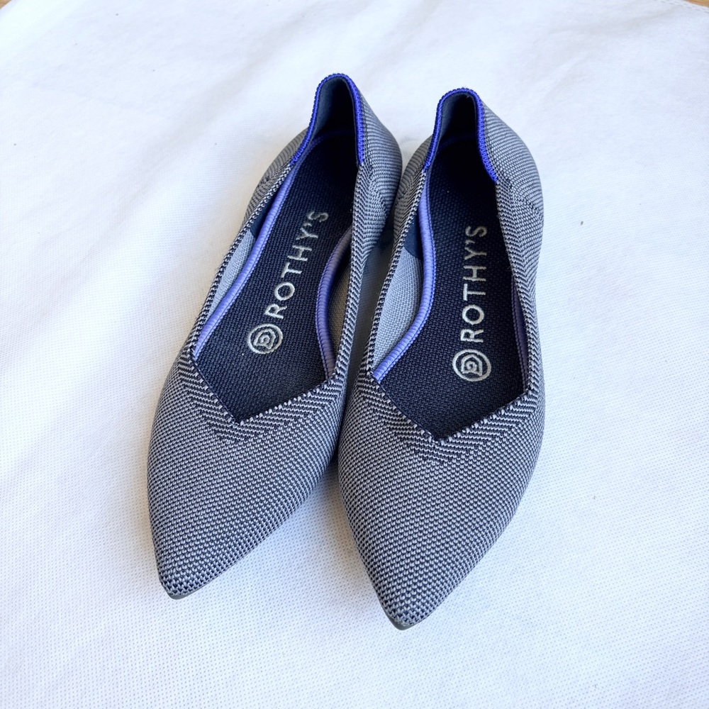 Rothy's Women's The Point Cloud Grey Birdseye Flats